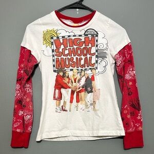 Y2K High School Musical Kids Long Sleeve Shirt - Red & White
